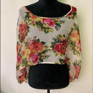 Y2K Sheer Top Floral Small Cottagecore Fairy Oversized Whimsy Coquette Boho